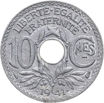 купить Франция 10 сантимов (centimes) 1941 Точки до и после 1941
