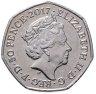 Купить Великобритания 50 пенсов (pence) 2017 "150 лет со дня рождения Беатрис Поттер, Кролик Питер"