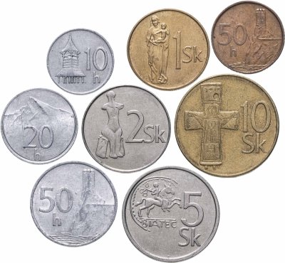 купить Словакия, полный набор монет 1993-1996 (8 монет)