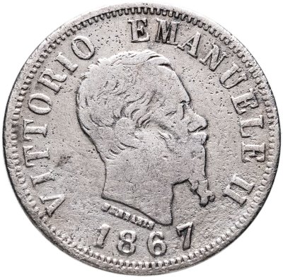 купить Италия 50 чентезимо (centesimi) 1867, знак монетного двора: "N" - Неаполь