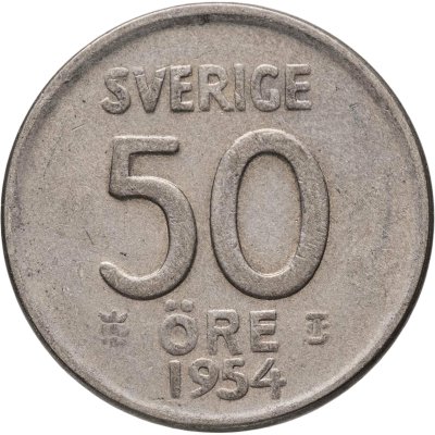 купить Швеция 50 эре (ore) 1954