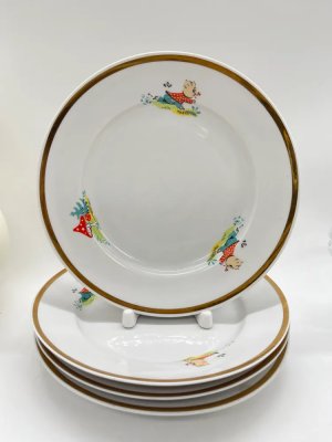 купить Тарелки обеденные с изображением поросят, фарфор, деколь, Дулевский фарфоровый завод (Дулёво), СССР, 1987 г.