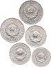Купить Набор из 5-и серебряных монет СССР 10, 15 и 20 копеек 1927-1929 гг.