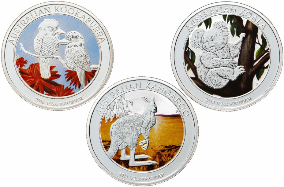 купить Австралия 50 центов 2013 набор из 3-х монет "Австралийский аутбэк" в футляре