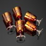 Купить Штоф рубинового оттенка с набором рюмок, украшенных резным декором, (на 5 персон), стекло, резьба, Европа, 1970-1990 гг.