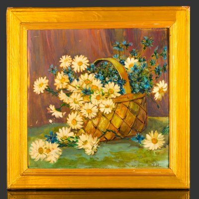 купить Картина в раме "Полевые цветы", автор Толмачев И., картон, масло, дерево, СССР, 1999 г.