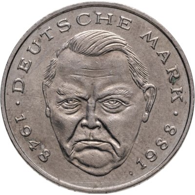 купить Германия 2 марки 1988 D "Людвиг Эрхард, 40 лет Федеративной Республике (1948-1988)"