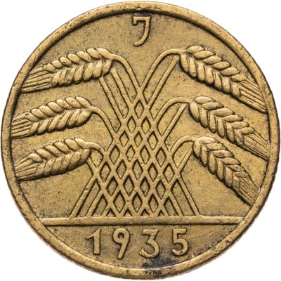купить Германия 10 рейхспфеннигов (reichspfennig) 1935 J знак монетного двора "J" — Гамбург