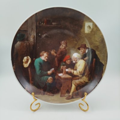 купить Декоративная настенная тарелка "Картежники", по мотивам картин Давида Тенирса, E&A Buckling Neudenau, фарфор, деколь, Германия, 1980-2000 гг.