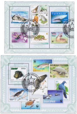 купить Гвинея-Бисау набор марок из 2 квартблоков "Флора и фауна"