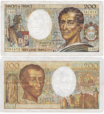 Купить Франция 200 франков 1981-1994 (Montesquieu, барон де Монтескьё) Pick 155