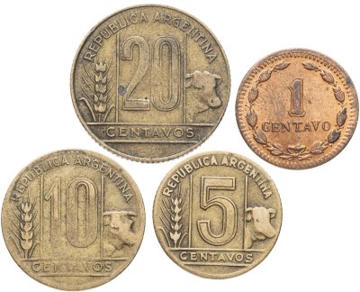 купить Аргентина набор монет 1-20 сентаво 1948-1949 (4 шт.)