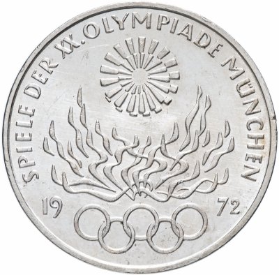 купить Германия, ФРГ 10 марок 1972 PROOF "Олимпиада в Мюнхене - Олимпийский огонь", случайный монетный двор