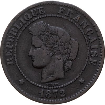 купить Франция 5 сантимов (centimes) 1872 K знак монетного двора: "K" - Бордо