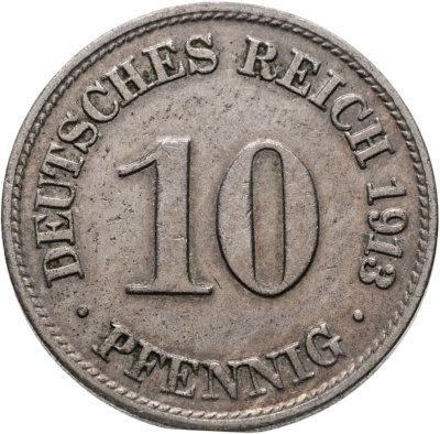 купить Германия 10 пфеннигов 1913, знак монетного двора: "D" - Мюнхен