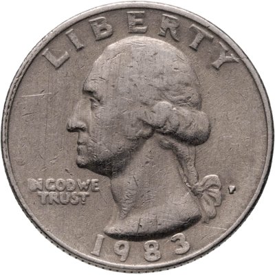 купить США 25 центов (квотер, 1/4 доллара, quarter dollar) 1983 P Washington Quarter (Вашингтон)