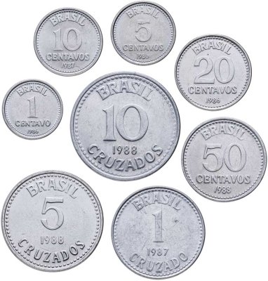 купить Бразилия. Набор №6 (8 монет) 1986-1988