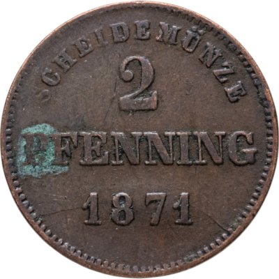 купить Германия, Бавария 2 пфеннига 1871