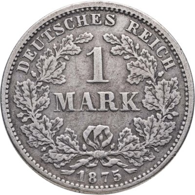 купить Германия 1 марка (mark) 1875, знак монетного двора: "F" - Штутгарт