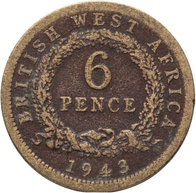 купить Британская Западная Африка 6 пенсов (pence) 1943