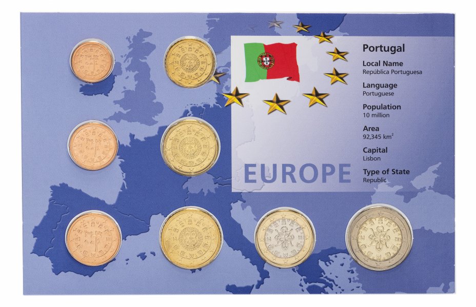 купить Португалия набор монет евро 2002 (8 монет в буклете)