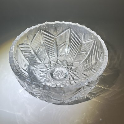 купить Конфетница с геометрическим резным декором, хрусталь, алмазная грань, СССР, 1970-1990 гг.