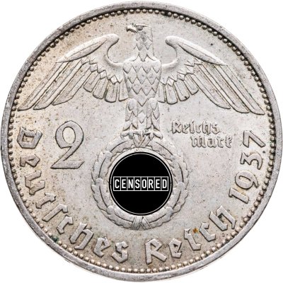 купить Германия, Третий Рейх 2 рейхсмарки 1937, знак монетного двора "A" - Берлин