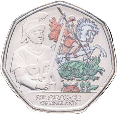 купить Джерси 50 пенсов 2024 «Святые покровители Британских Островов - Святой Георгий Английский»