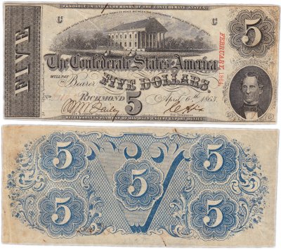 купить США 5 долларов 1863 (Pick 59) Конфедерация RAR