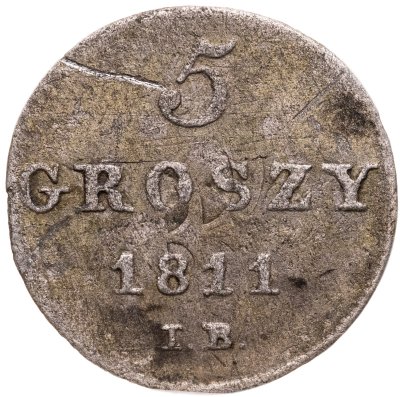 купить Герцогство Варшавское (Польша) 5 грошей (groszy) 1811 IB перечекан с 1/24 талера