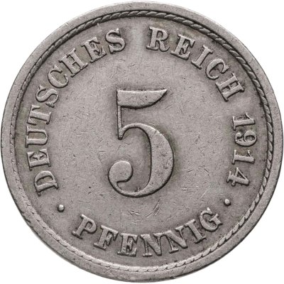 купить Германия 5 пфеннигов (pfennig) 1914 знак монетного двора: "A" - Берлин