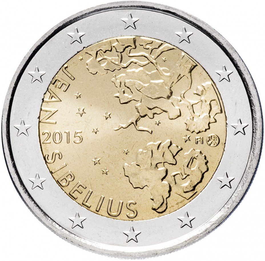 купить Финляндия 2 евро 2015 "150 лет со дня рождения Яна Сибелиуса"