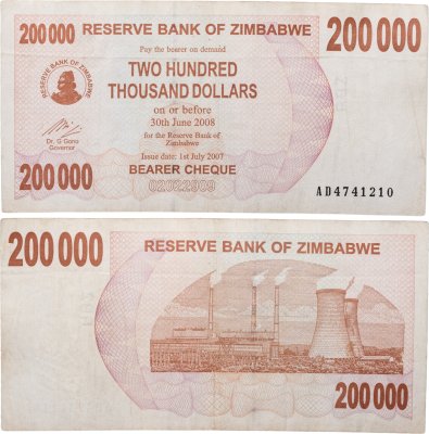 купить Зимбабве 200000 долларов 2008 год