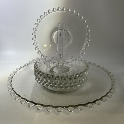 купить Набор из 6-ти тарелок и блюда для торта, Imperial Glass Candlewick, стекло, США, 1970-1984 гг.