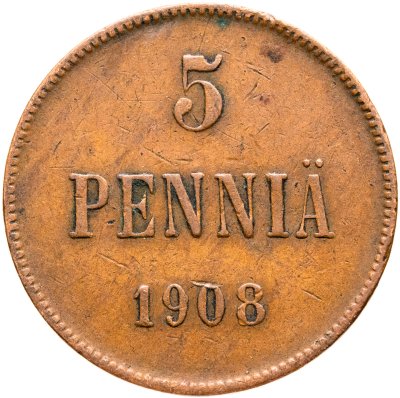 купить 5 пенни (pennia) 1908 Российская Финляндия