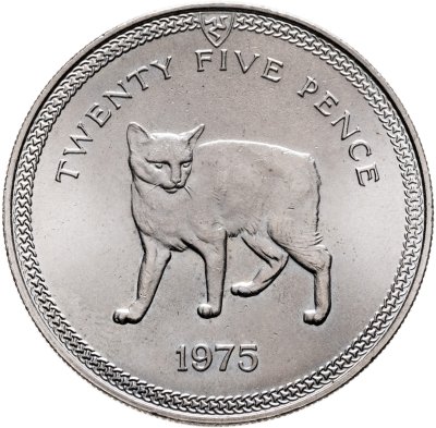 купить Остров Мэн 25 пенсов (pence) 1975 "Мэнкс - мэнская бесхвостая кошка"
