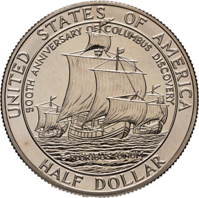 купить США 50 центов (1/2 доллара, half dollar) 1992 "500 лет открытия Америки Христофором Колумбом"
