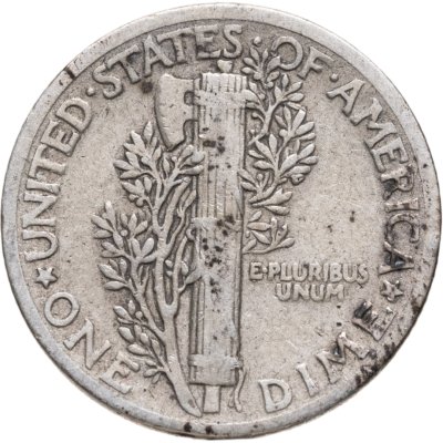 купить США 10 центов (дайм, one dime) 1940 "Mercury Dime (дайм «Меркурий»)" без обозначения монетного двора