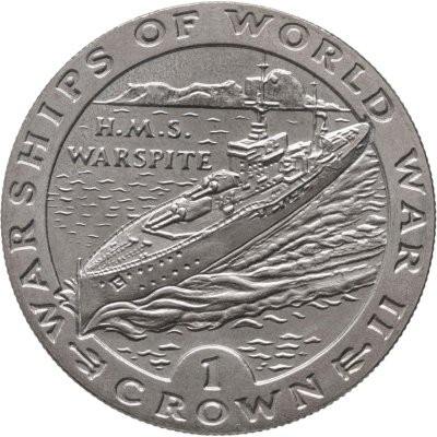 купить Гибралтар 1 крона 1993 "Корабли Второй мировой войны - HMS WARSPITE"