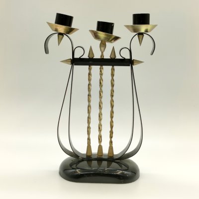 купить Подсвечник фигурный "Арфа" на три свечи, Московский машиностроительный завод «Салют», сплав металлов, крашение, СССР, 1970-1990 гг.