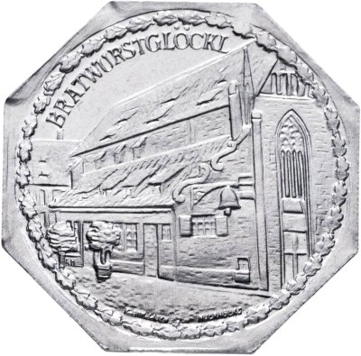 купить Германия, Нюрнберг (нотгельды) 20 пфеннигов 1919 "Братвурстглекляйн" Трамвайный жетон