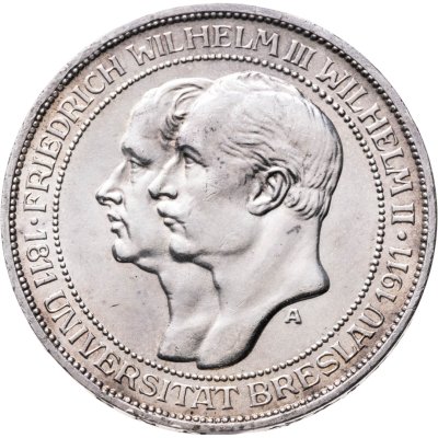 купить Германия (Пруссия) 3 марки 1911 "100-летие Университета Бреслау (Вроцлава)"