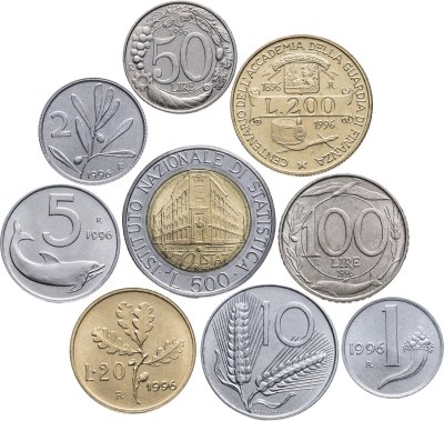 купить Италия годовой набор из 9 монет 1996