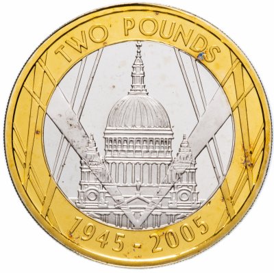 купить Великобритания 2 фунта (pounds) 2005 "60 лет окончанию Второй мировой войны"
