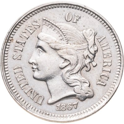 купить США 3 цента (cents) 1867 Three Cent Nickel