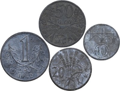 купить Богемия и Моравия набор монет 1940-1942 (4 штуки)