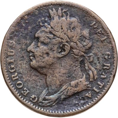купить Великобритания 1 фартинг (farthing) 1826 Дата на реверсе под Британией