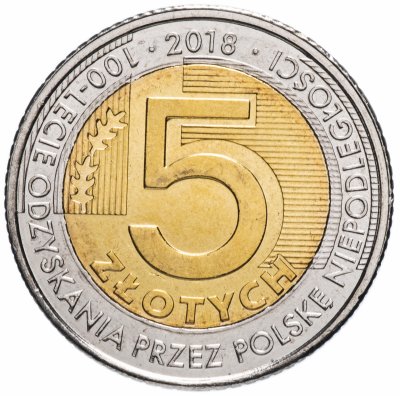 купить Польша 5 злотых (zlotych) 2018 "100 лет Независимости Польши "