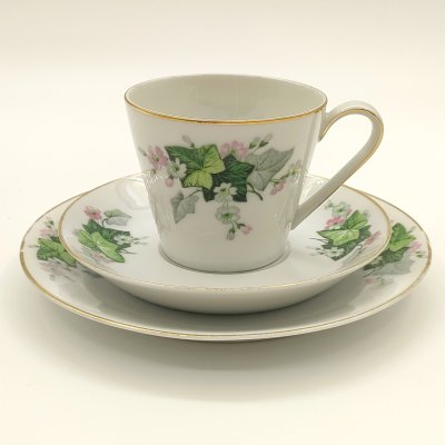 купить Трио кофейное с цветочным декором, фарфор, деколь, золочение, Schönwald, Германия, 1950-1972 гг.