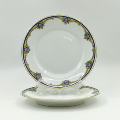 купить Пара десертных тарелок с флоральным декором, Limoges B&C France (Bernardaud), фарфор, деколь, золочение, фарфор, деколь, золочение, Франция, 1900-1922 гг.